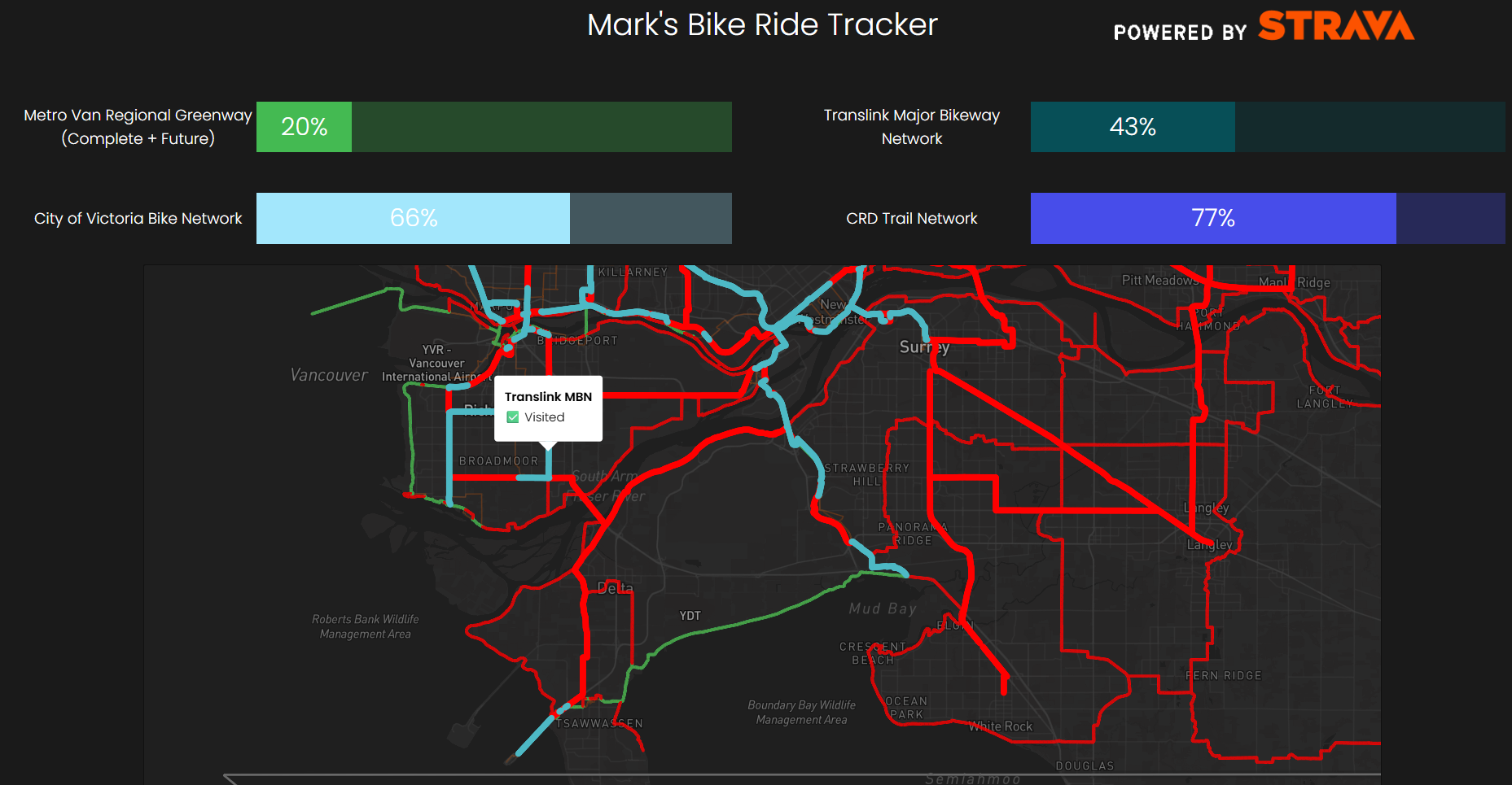 A map of Victoria, BC with a heatmap of bus delay hotspots.